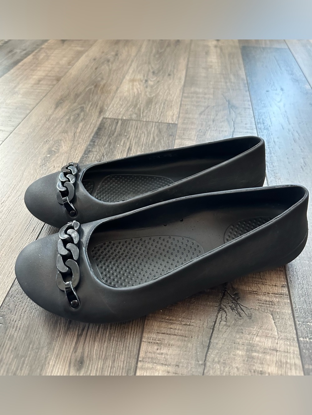 Crocs Gianna Chain Link Black Ballet Flats Slip On Shoes Women's Size 8